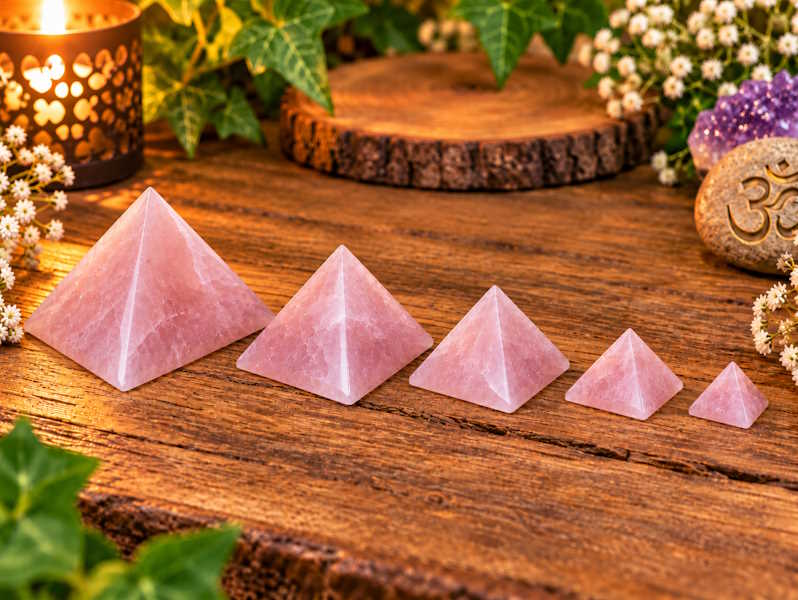 Pirámide Cuarzo Rosa base 2,5 cm aprox